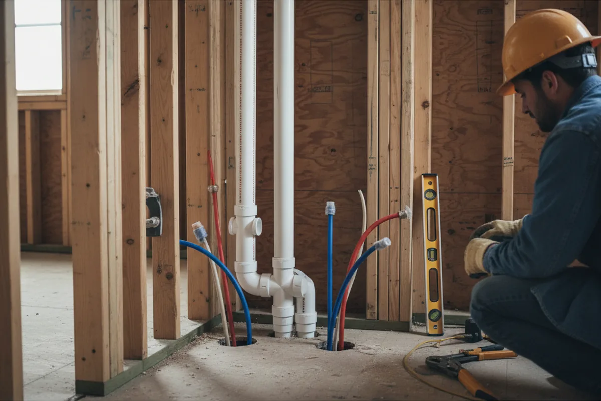 Drain and supply rough-in during Drain Cleaning in Roy